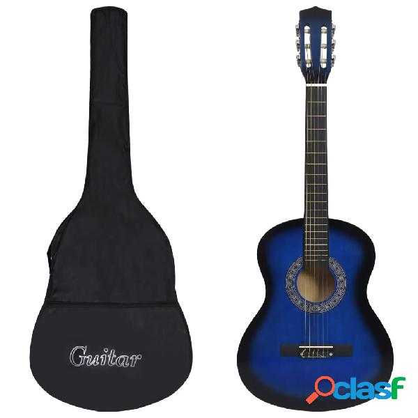 vidaXL Guitarra clásica para principiantes con funda azul
