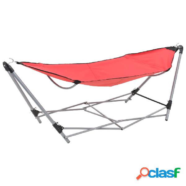vidaXL Hamaca con soporte plegable rojo