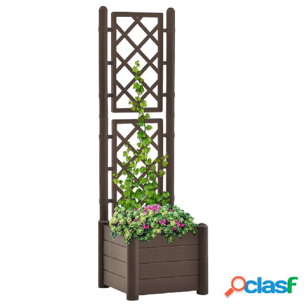 vidaXL Jardinera con enrejado PP moca 43x43x142 cm