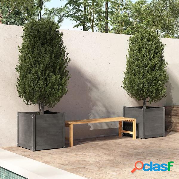 vidaXL Jardineras 2 uds madera maciza de pino gris 60x60x60