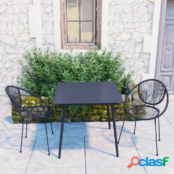 vidaXL Juego de comedor de jardín 3 piezas ratán PVC negro