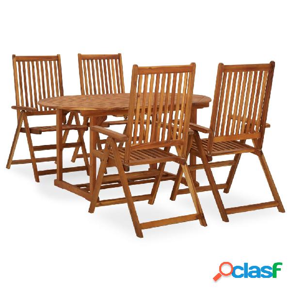 vidaXL Juego de comedor de jardín 5 piezas madera maciza de