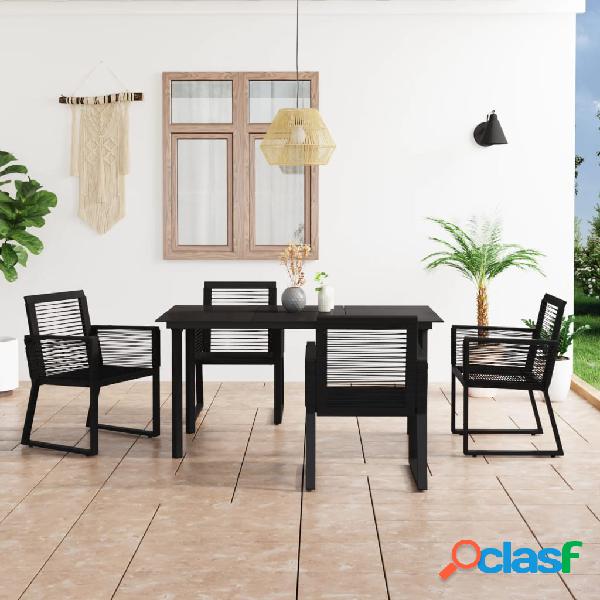 vidaXL Juego de comedor de jardín 5 piezas ratán PVC negro