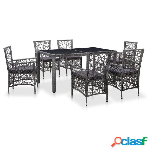 vidaXL Juego de comedor de jardín 7 piezas de ratán