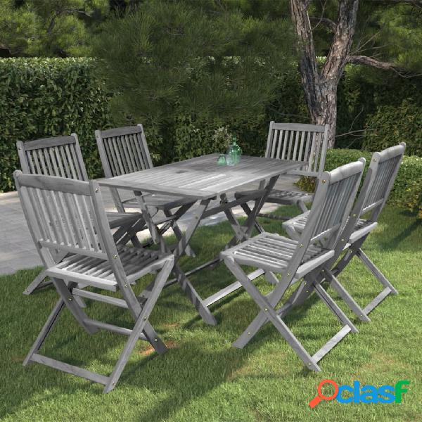 vidaXL Juego de comedor de jardín 7 pzas madera maciza de