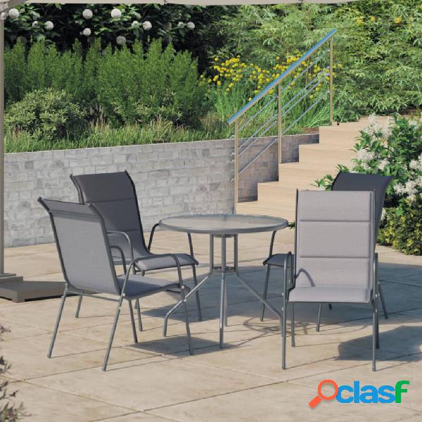 vidaXL Juego de comedor para jardín 5 piezas acero gris