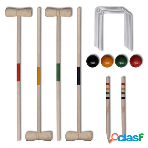 vidaXL Juego de croquet de madera para 4 jugadores