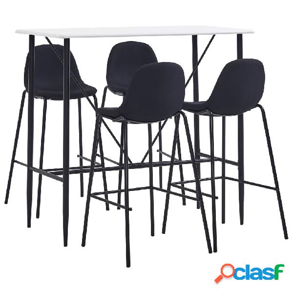 vidaXL Juego de mesa alta y taburetes 5 piezas tela negra