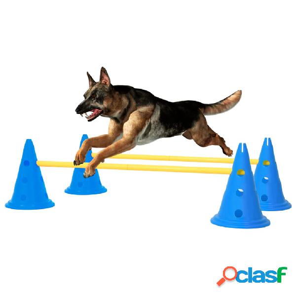 vidaXL Juego de obstáculos para perros azul y amarillo