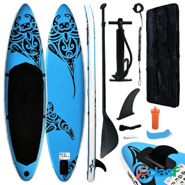 vidaXL Juego de tabla de paddle surf hinchable azul