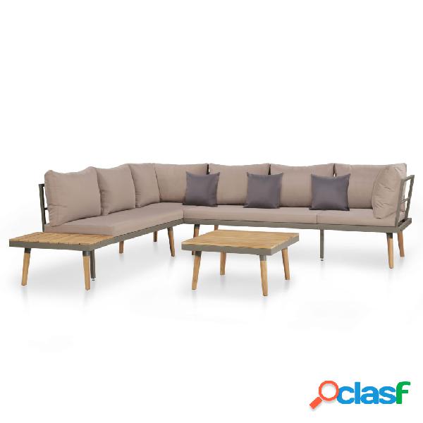 vidaXL Juego muebles de jardín 4 piezas y cojines madera