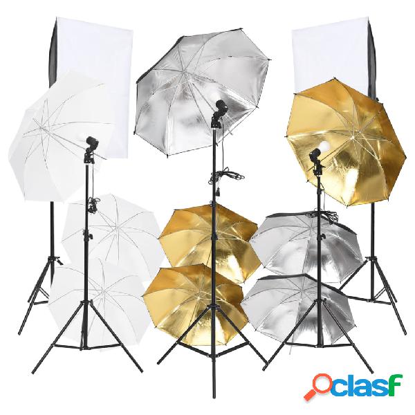 vidaXL Kit de estudio fotográfico 9 pzas con set de luces y