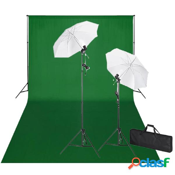 vidaXL Kit de estudio fotográfico telón verde croma