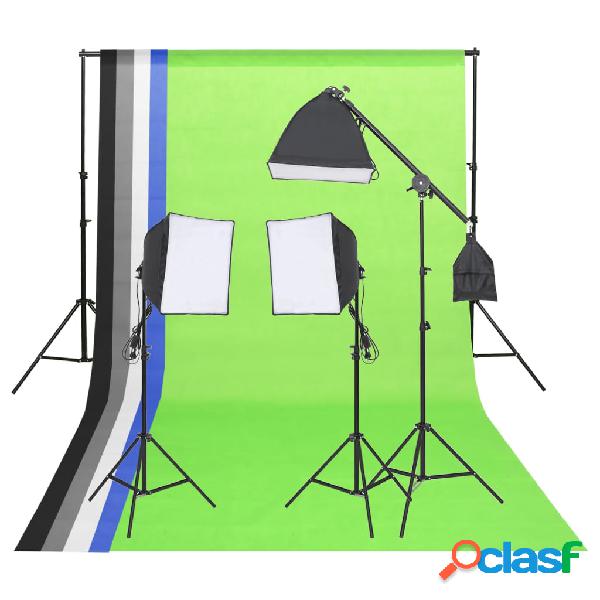 vidaXL Kit iluminación de estudio fotográfico con fondos y