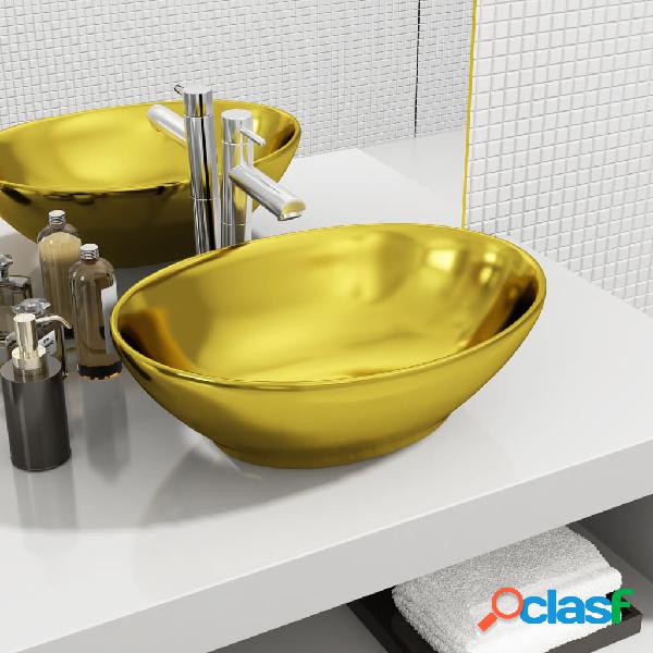 vidaXL Lavabo 40x33x13,5 cm cerámica dorado