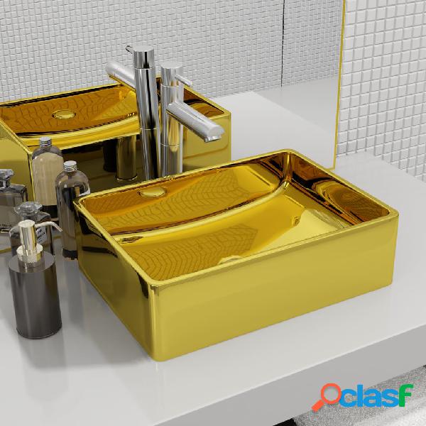 vidaXL Lavabo 41x30x12 cm cerámica dorado