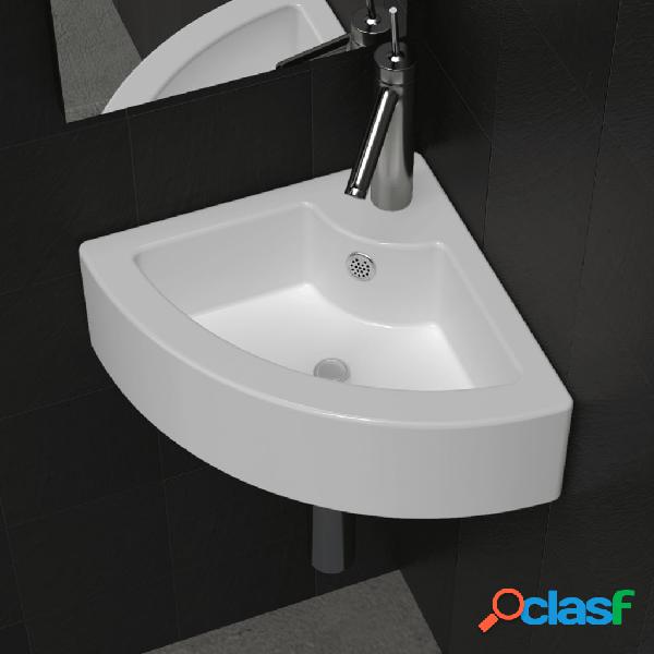 vidaXL Lavabo con rebosadero blanco 45x32x12,5 cm