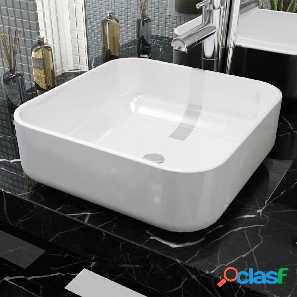 vidaXL Lavabo cuadrado de cerámica blanco 38x38x13,5 cm