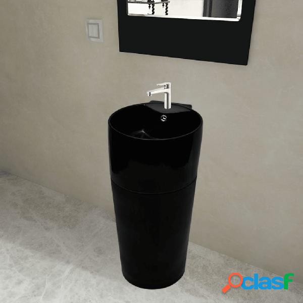vidaXL Lavabo redondo de cerámica con orificio de