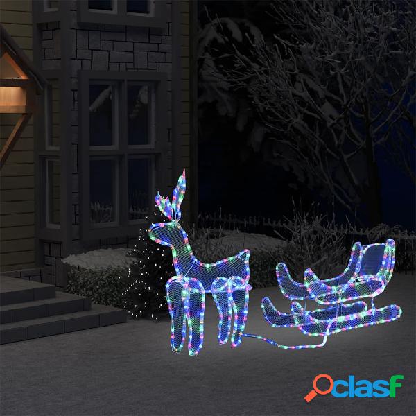 vidaXL Luces de Navidad de reno y trineo con malla 432 LEDs