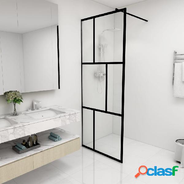 vidaXL Mampara de ducha accesible con vidrio templado negro
