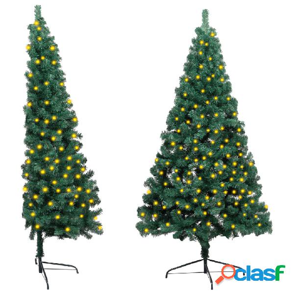 vidaXL Medio árbol de Navidad artificial LED y soporte PVC