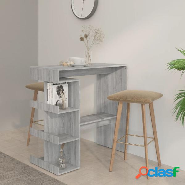vidaXL Mesa bar estante almacenaje gris Sonoma 100x50x101,5