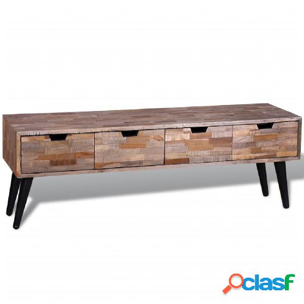 vidaXL Mesa de TV de teca reciclada con 4 cajones