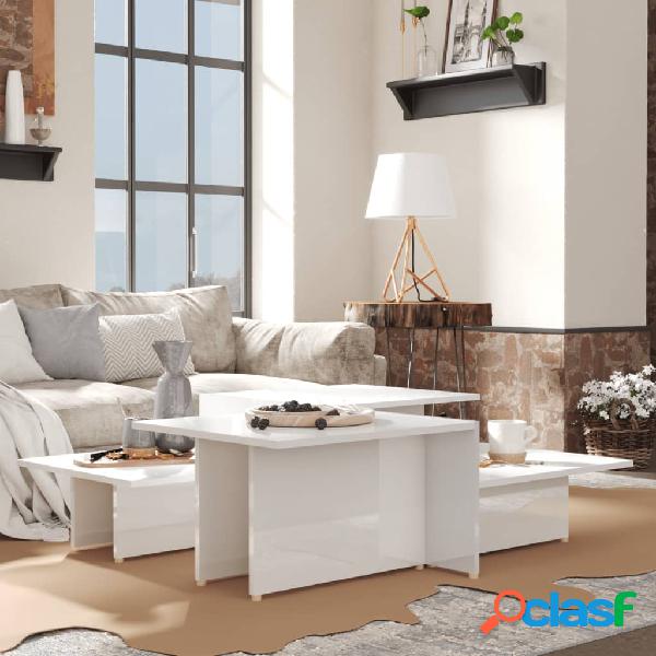 vidaXL Mesa de centro 2 pzas madera contrachapada blanco