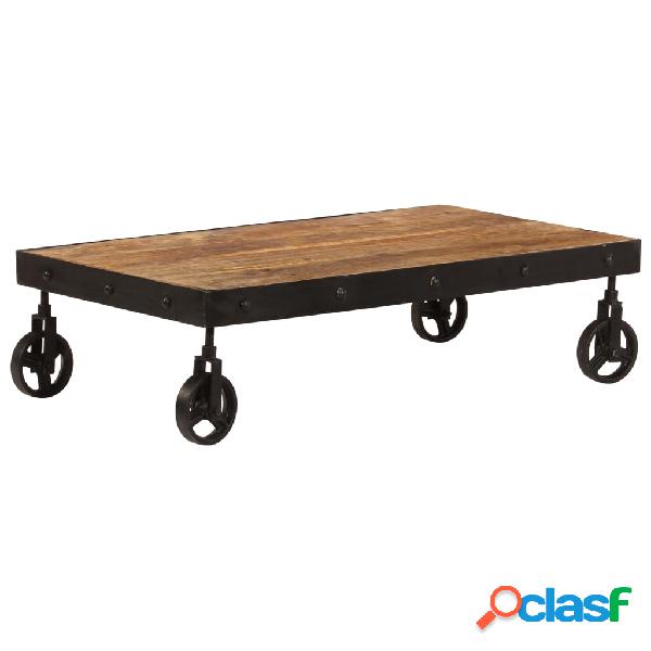 vidaXL Mesa de centro con ruedas madera maciza de mango