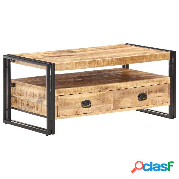 vidaXL Mesa de centro de madera de mango rugosa 100x55x45 cm