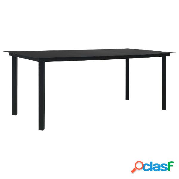 vidaXL Mesa de comedor de jardín acero y vidrio negra