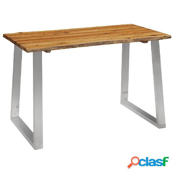 vidaXL Mesa de comedor madera de acacia y acero inoxidable