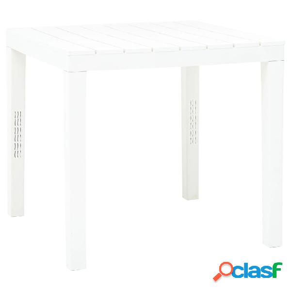 vidaXL Mesa de jardín de plástico blanco 78x78x72 cm