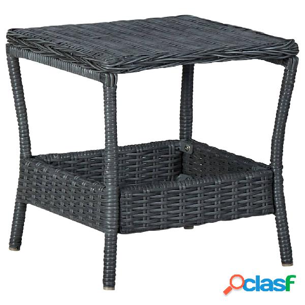 vidaXL Mesa de jardín ratán sintético gris oscuro