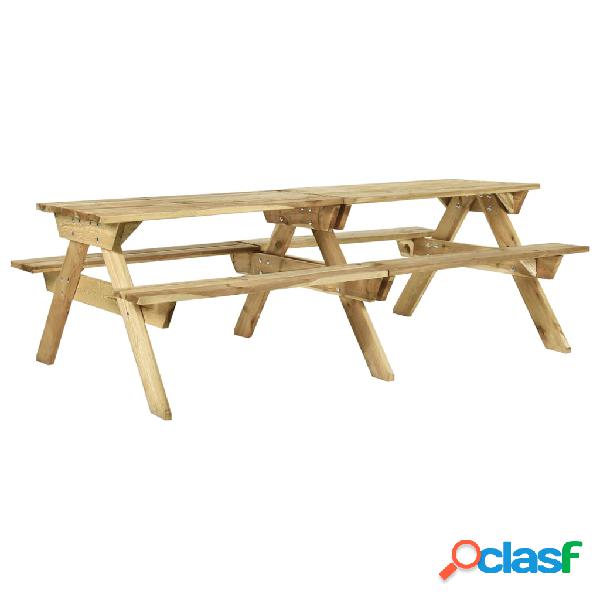 vidaXL Mesa de pícnic con bancos 220x122x72 cm madera pino