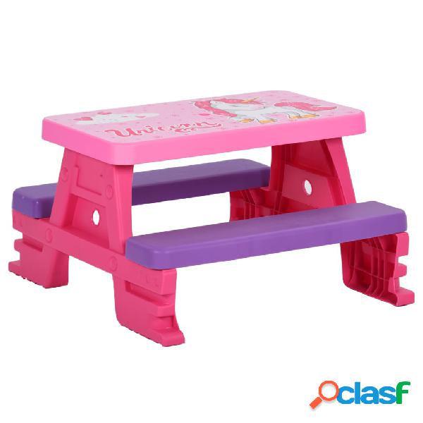 vidaXL Mesa de pícnic infantil con bancos rosa 79x69x42 cm