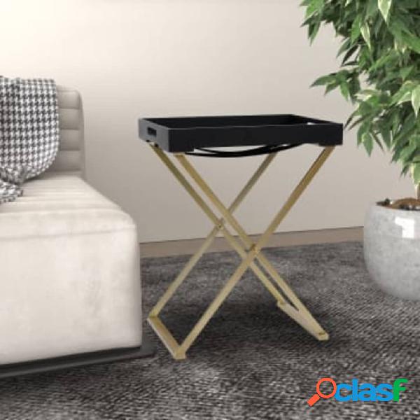 vidaXL Mesa plegable MDF dorado y negro 48x34x61 cm