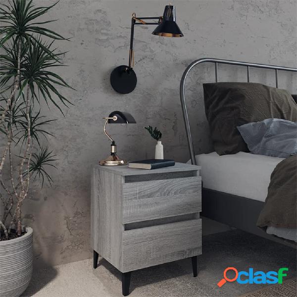 vidaXL Mesita de noche con patas de metal gris Sonoma