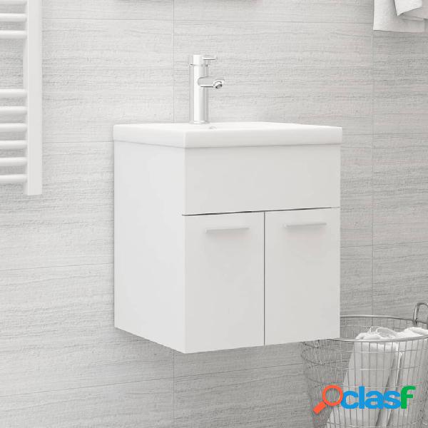 vidaXL Mueble con lavabo aglomerado blanco brillante
