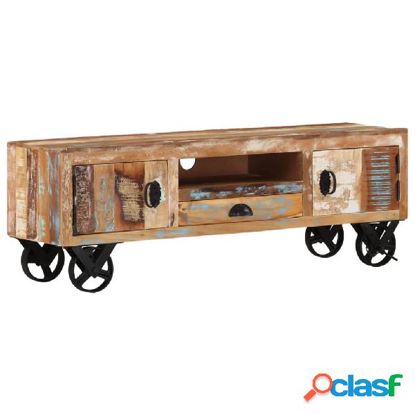 vidaXL Mueble de TV con ruedas madera maciza reciclada
