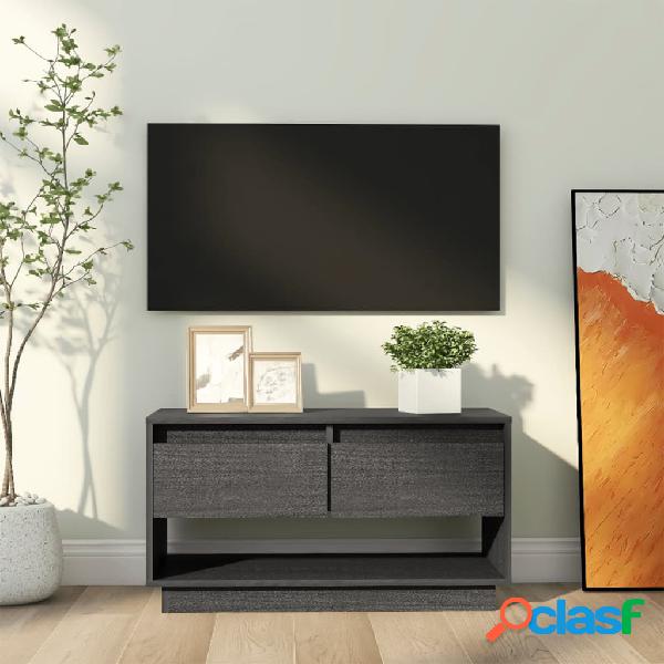 vidaXL Mueble de TV de madera maciza de pino gris 74x34x40