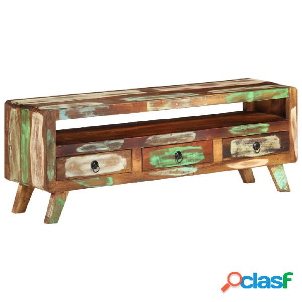vidaXL Mueble de TV madera maciza reciclada multicolor