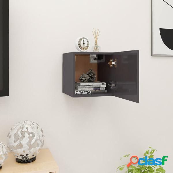 vidaXL Mueble de pared para TV gris con brillo 30,5x30x30 cm