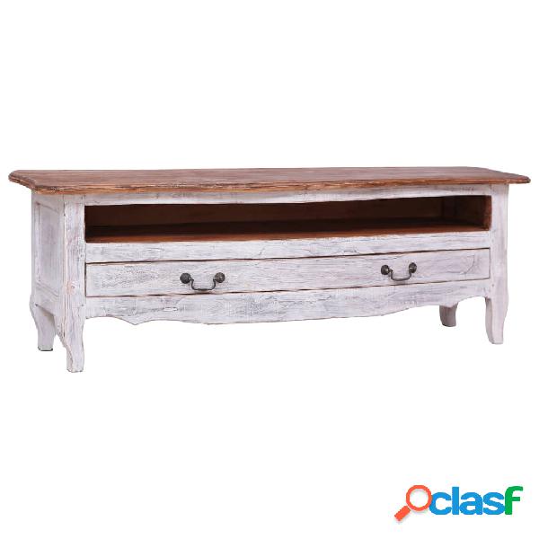 vidaXL Mueble para TV de madera maciza reciclada blanco