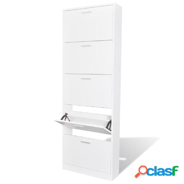 vidaXL Mueble zapatero blanco con 5 compartimentos