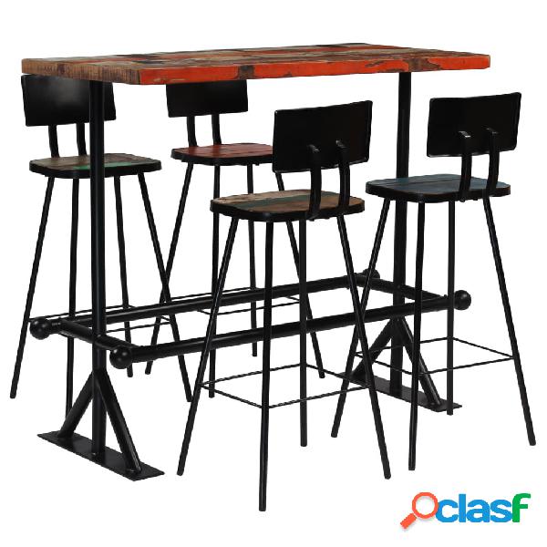 vidaXL Muebles de bar 5 piezas madera maciza reciclada