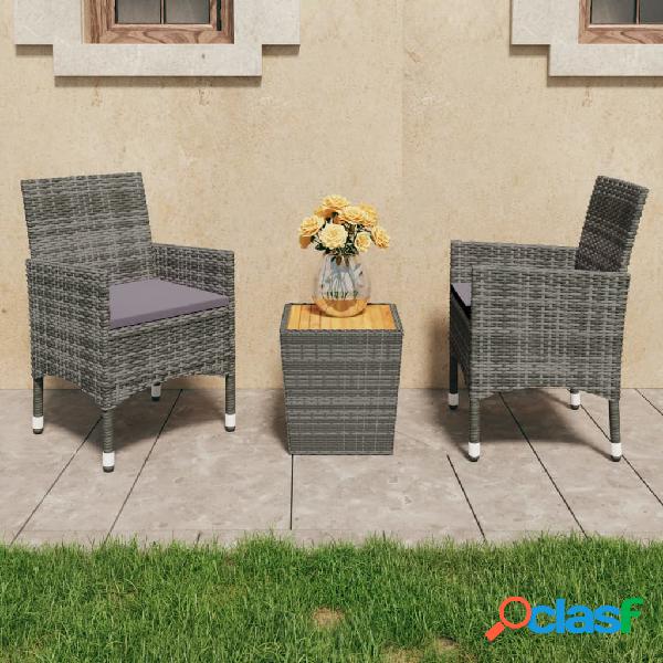 vidaXL Muebles de jardín 3 pzas ratán sintético madera