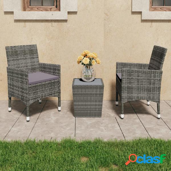 vidaXL Muebles de jardín 3 pzas ratán sintético vidrio