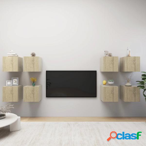 vidaXL Muebles de pared para TV 8 uds color roble Sonoma